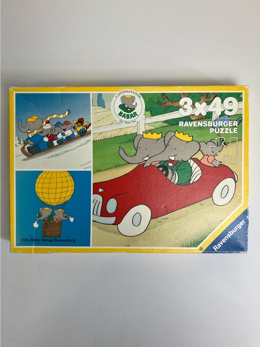 Vintage 1990 Babar Puzzle Box 3x49 pcs Made in Germany Ravensburger Brunhoff 90s